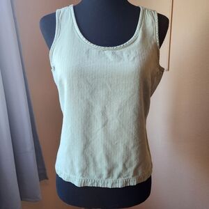 Bungalow Brand Sage Green Subtle Vertical Stripe Rayon Tank Top